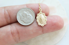 14k Gold Our Lady of Guadalupe Scalloped Necklace