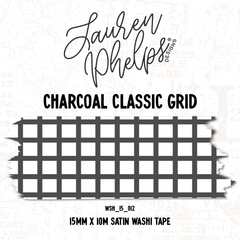 Charcoal Classic Grid 15mm washi