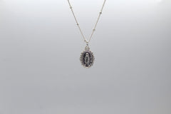 Intricate Miraculous medal necklace-Silver