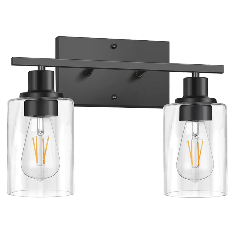 2 Light Wall Sconce Lighting with Clear Glass Shade Bathroom Vanity Lamp Fixture Modern Mounted Light for Porch Mirror Living Room Bedroom Hallway