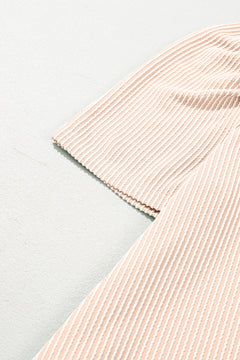 Blossom Corded Crew Neck Puff Sleeve Mini Dress