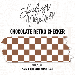 Chocolate Retro Checker 15mm washi