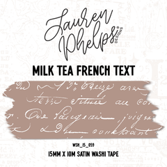 Milk Tea French Text 15mm washi