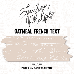 Oatmeal French Text 15mm washi