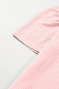 Blossom Corded Crew Neck Puff Sleeve Mini Dress