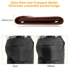Men’s Wallet PU Leather Bifold Purse Slim RFID Blocking Card Holder Cases w/ 2 ID Window Coin Pocket