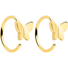 20G Gold Tone Implant Grade Titanium Butterfly Open Hoop Earring Set