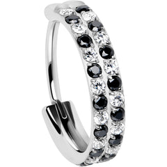 20G CZ Double Row Checkerboard Implant Grade Titanium Nose Hoop