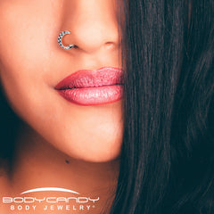 20G CZ Double Row Checkerboard Implant Grade Titanium Nose Hoop