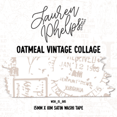Oatmeal Vintage Collage 15mm washi
