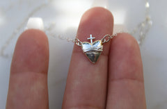 Sacred Heart of Jesus Necklace in Sterling Silver