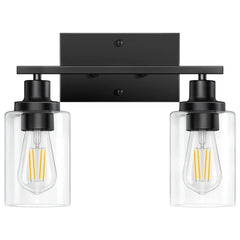 2 Light Wall Sconce Lighting with Clear Glass Shade Bathroom Vanity Lamp Fixture Modern Mounted Light for Porch Mirror Living Room Bedroom Hallway