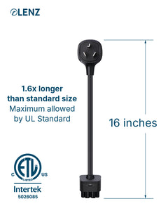 NEMA 10-30 Adapter Compatible with Tesla Gen 2 and Gen 3  Mobile Chargers Extended 16" Length