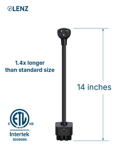 NEMA 5-20 Adapter Compatible with Tesla Gen 2 and Gen 3 Mobile Chargers Extended 14" Length