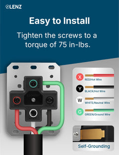 LENZ Heavy Duty NEMA 50 Amp 14-50R UL-Compliant Receptacle Outlet, Industrial Grade 250V, EV Charger Ready Heat Resistant Design for Electric Vehicles & RV Charging