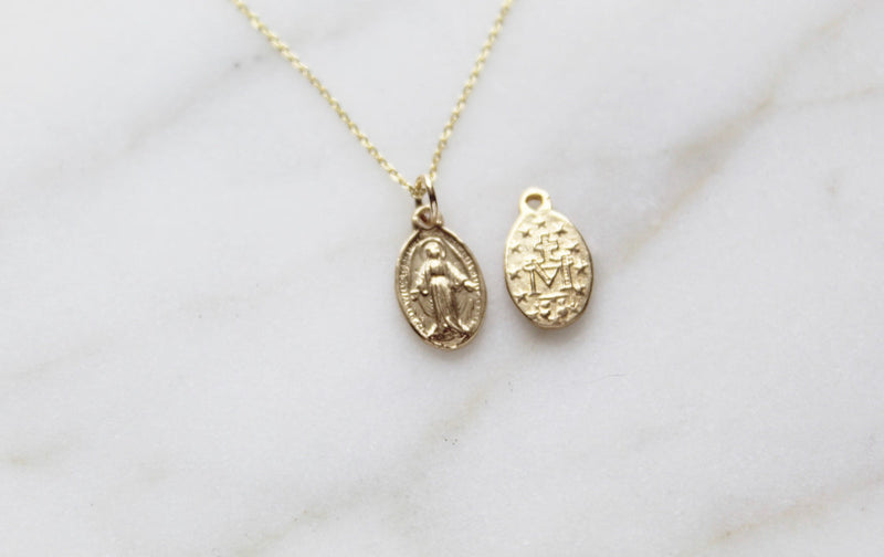 14k Gold Miraculous Medal Necklace
