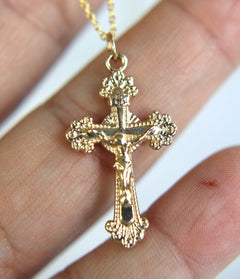 14k Gold Crucifix Necklace