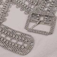 V-neck Rhinestone Crystal Halter Top