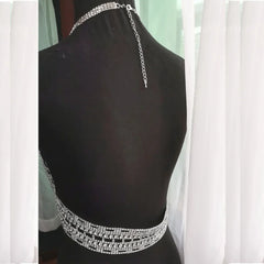 V-neck Rhinestone Crystal Halter Top
