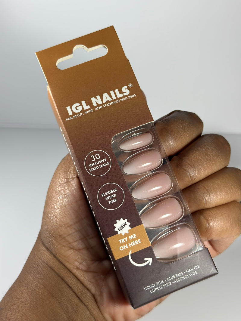 Mia Geluxe™ Nails – Nude-to-White Ombré Almond
