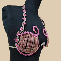 Vibrant Rhinestone Glass Metal Swirl Chain Bra Top