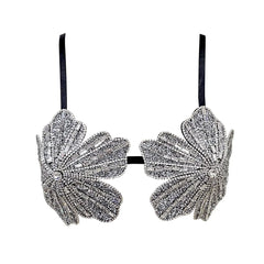 Handmade Crystal Flower Embroidery Rhinestone Costume Bra
