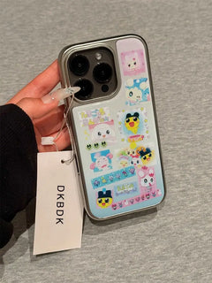 Creative Tamagotchi Cute Girl Silver Frame Phone Case For iPhone