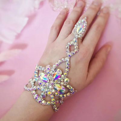 AB Rhinestone Hand Chain Bracelet