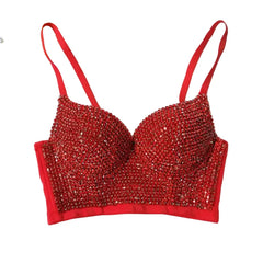 Colored Rhinestone Longline Costume Bra