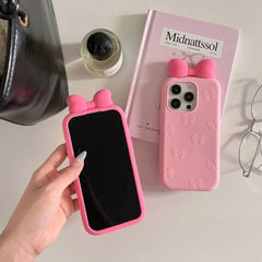3D Cute Bowknot Cartoon Tie Silicone Phone Case For iPhone