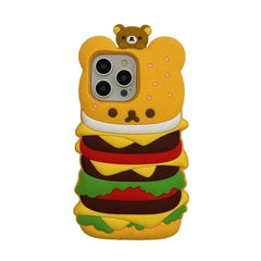 New Cartoon 3D Fun Burger Rilakkuma Silicone Phone Case For iPhone