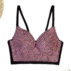 Colored Rhinestone Longline Costume Bra