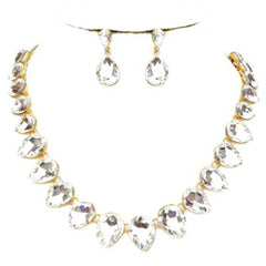 Rhinestone Drop Necklace & Earrings Set
