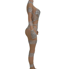 Crystal Cutout Illusion Performance Bodysuit