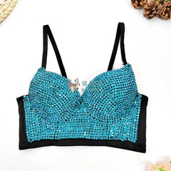 Colored Rhinestone Longline Costume Bra
