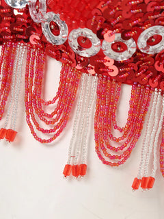 Sequin Beaded Fringe Tassel Performance Costume Halter Bra Top