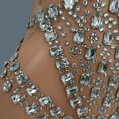 Crystal Cutout Illusion Performance Bodysuit