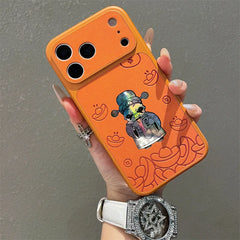 Luxury Cartoon God Of Wealth Laser Leather Texture Phone Case For iPhone
