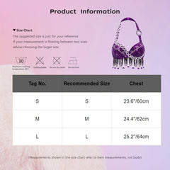 Sequin Beaded Fringe Tassel Performance Costume Halter Bra Top