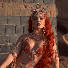 Red Rhinestone Body Chain & Headpiece