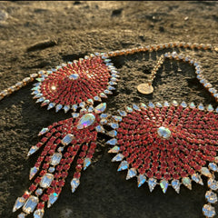 Red Rhinestone Body Chain & Headpiece