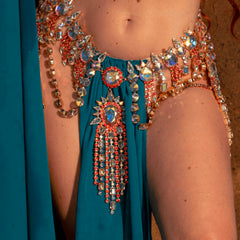 Red Rhinestone Body Chain & Headpiece