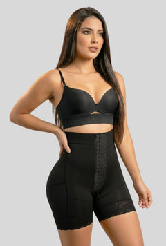 Mid Thigh Hook & Eye High Waist Short