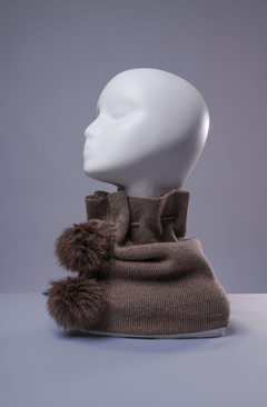 Darkhan: Neck Warmer and Hat in One - Pure Mongolian Cashmere and Fur