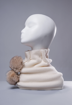 Darkhan: Neck Warmer and Hat in One - Pure Mongolian Cashmere and Fur