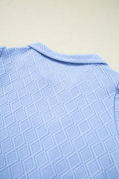 Beau Blue Striped Pop of Color Collared Checkered Textured Plus Size Dress