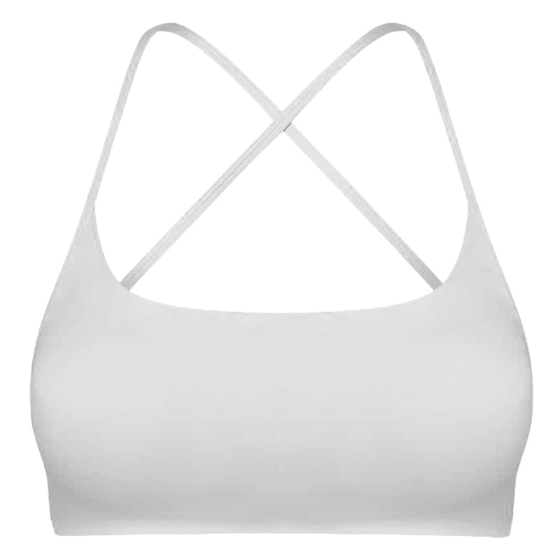 Women Cross Back Sport Bras Padded Strappy Crop Open Back Low Impact Bras Sexy Fitness Tank Tops with Removable Pads Thin Straps for Gym Yoga Workout