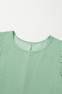 Blossom Corded Crew Neck Puff Sleeve Mini Dress