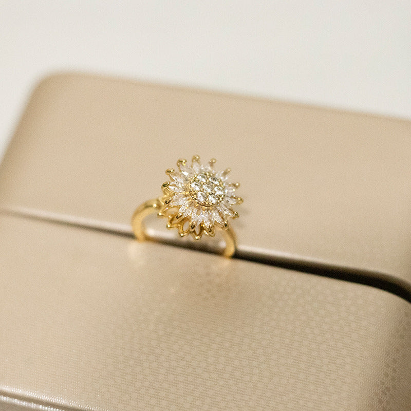 Sunflower Rotation Ring for Anxiety Relief