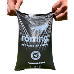 compostable plant-based dog poop bags + bamboo dispenser